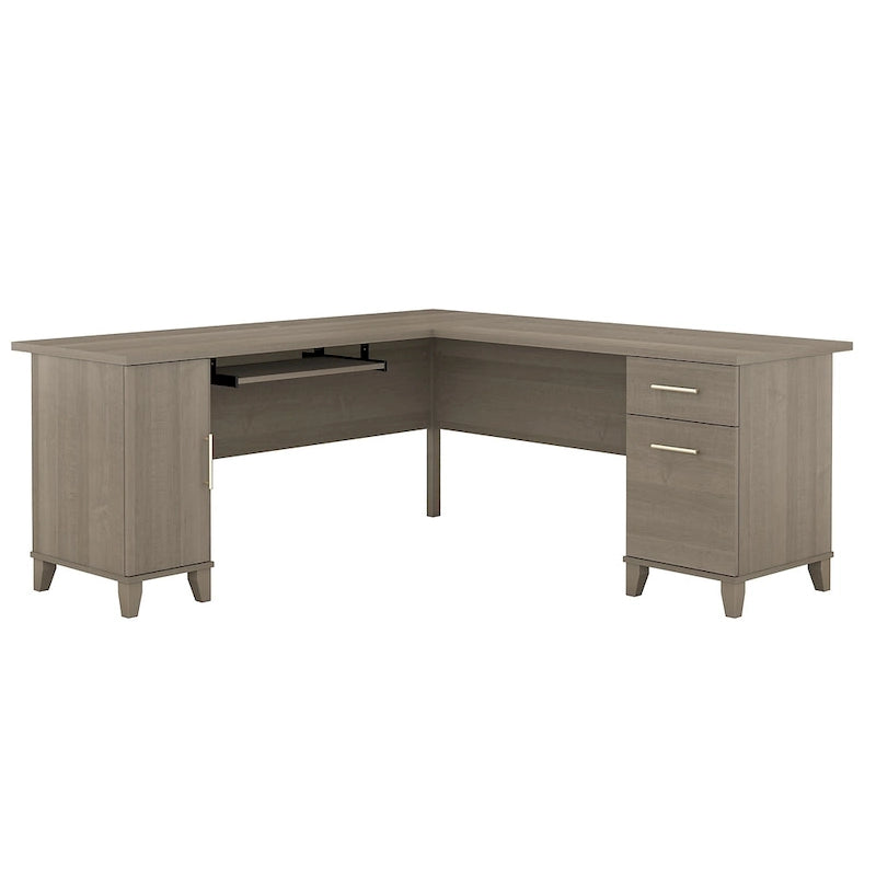 72 Inch L-Shaped Desk with Storage Cabinet, File Drawer and Keyboard Tray