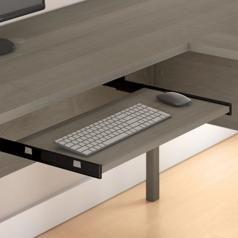 72 Inch L-Shaped Desk with Storage Cabinet, File Drawer and Keyboard Tray