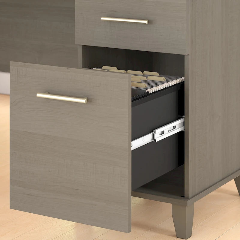 72 Inch L-Shaped Desk with Storage Cabinet, File Drawer and Keyboard Tray
