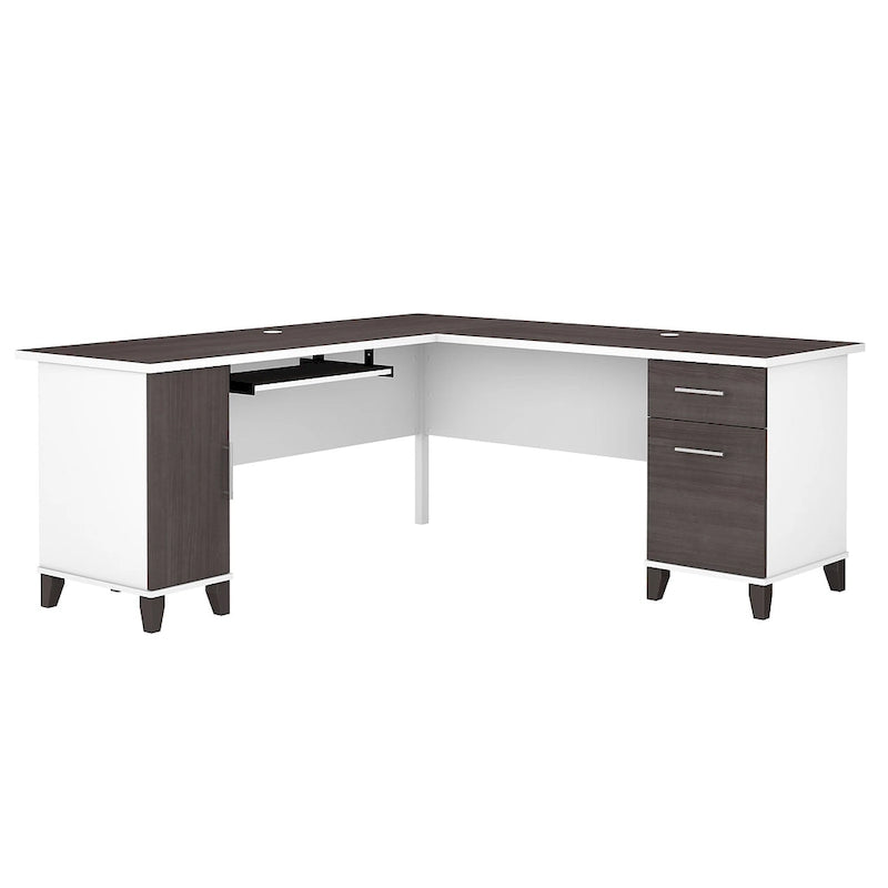 72 Inch L-Shaped Desk with Storage Cabinet, File Drawer and Keyboard Tray