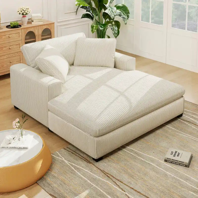 Modern Fabric Oversized Sofa with Chaise Lounge