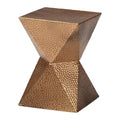 Geometric Metal Accent Side Table with Hourglass Silhouette, Gold, Indoor and Outdoor