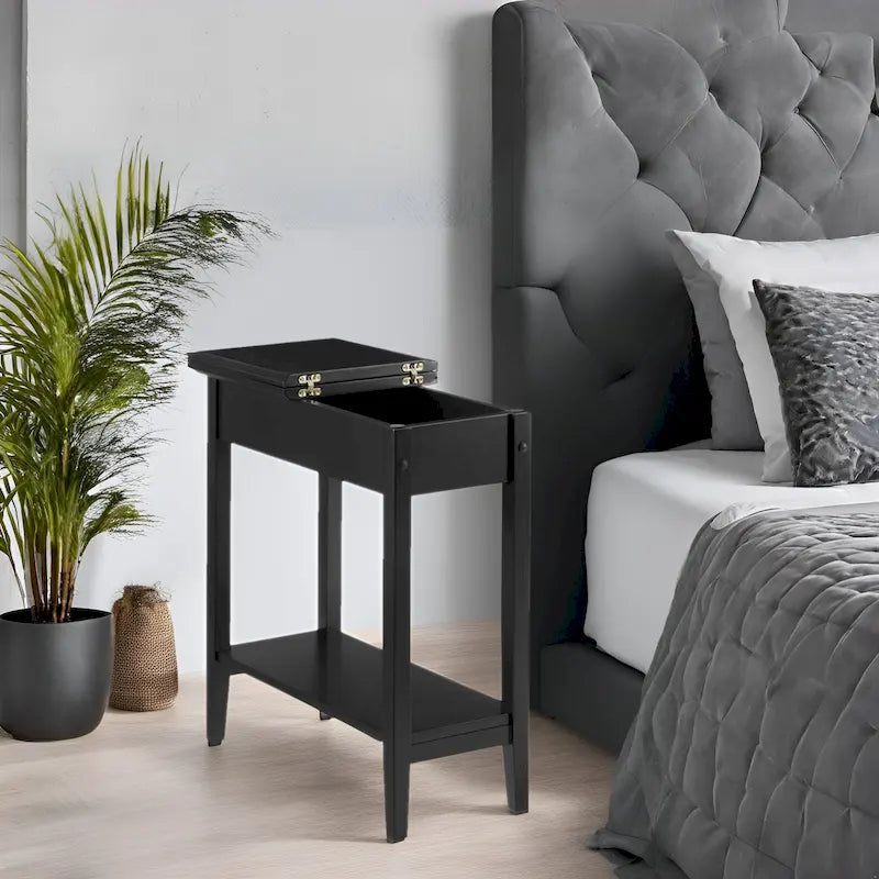 Slim Narrow End Table, Nightstand and Skinny Bedside Table