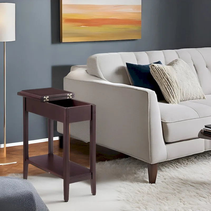 Slim Narrow End Table, Nightstand and Skinny Bedside Table