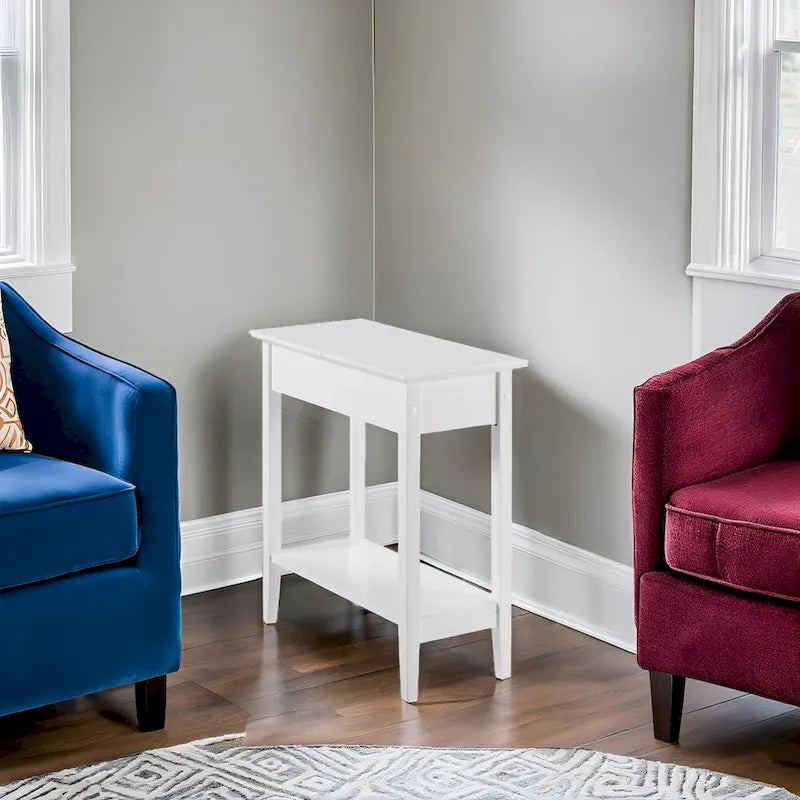 Slim Narrow End Table, Nightstand and Skinny Bedside Table