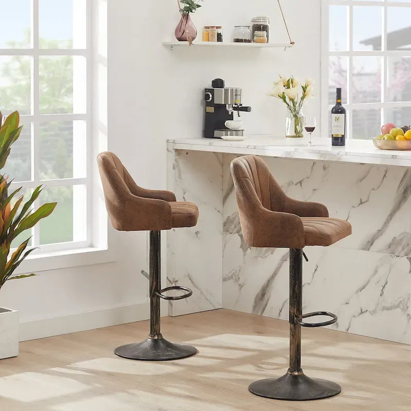 Adjustable Swivel Bar Stools with Back and Footrest, Set of 2 or 4