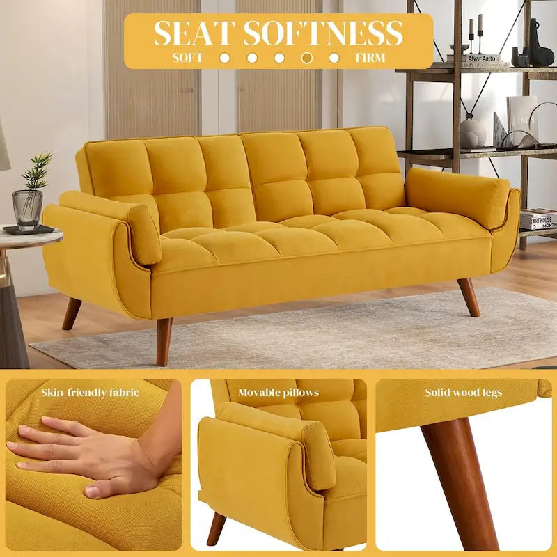 Loveseat Sofa Futon for Small Spaces, Bedroom and Apartment Studio
