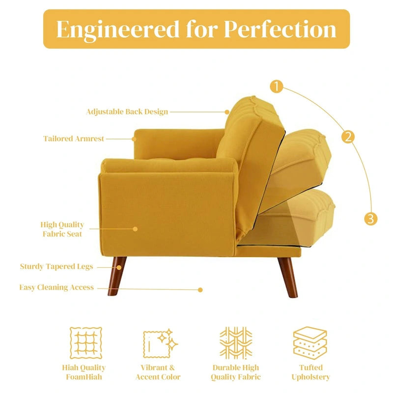 Loveseat Sofa Futon for Small Spaces, Bedroom and Apartment Studio