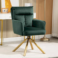 Swivel Velvet Accent Lounge Chair with Auto-Return and Gold Base