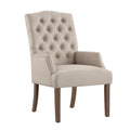 Tufted Upholstered Dining Arm Chair with Wooden Legs