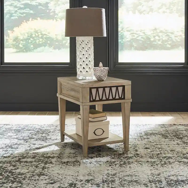 Chairside Accent End Table with Weathered Sandstone Finish
