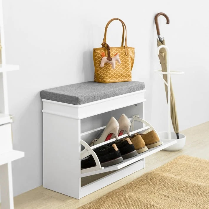 Hallway Shoe Storage Bench Cabinet with Flip-Drawer