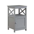 End Table with Storage Cabinet and Shelf, Transitional Farmhouse Style