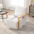 Mid-Century Boucle Upholstered Swivel Armchair with Pillow