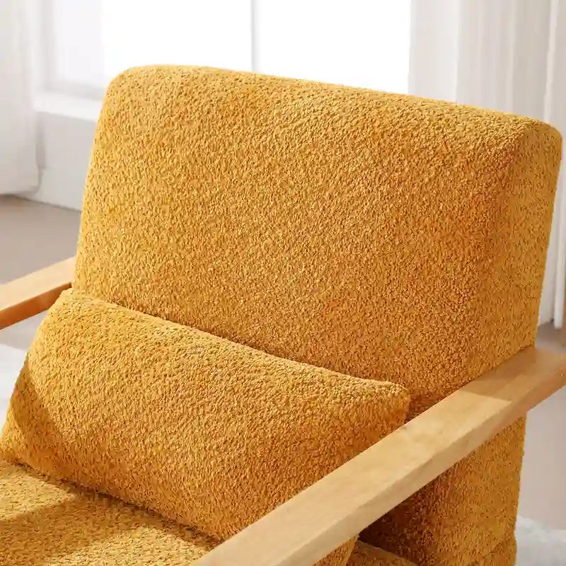 Mid-Century Boucle Upholstered Swivel Armchair with Pillow