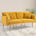 Velvet Tufted Loveseat Sleeper Sofa with Rose Gold Legs