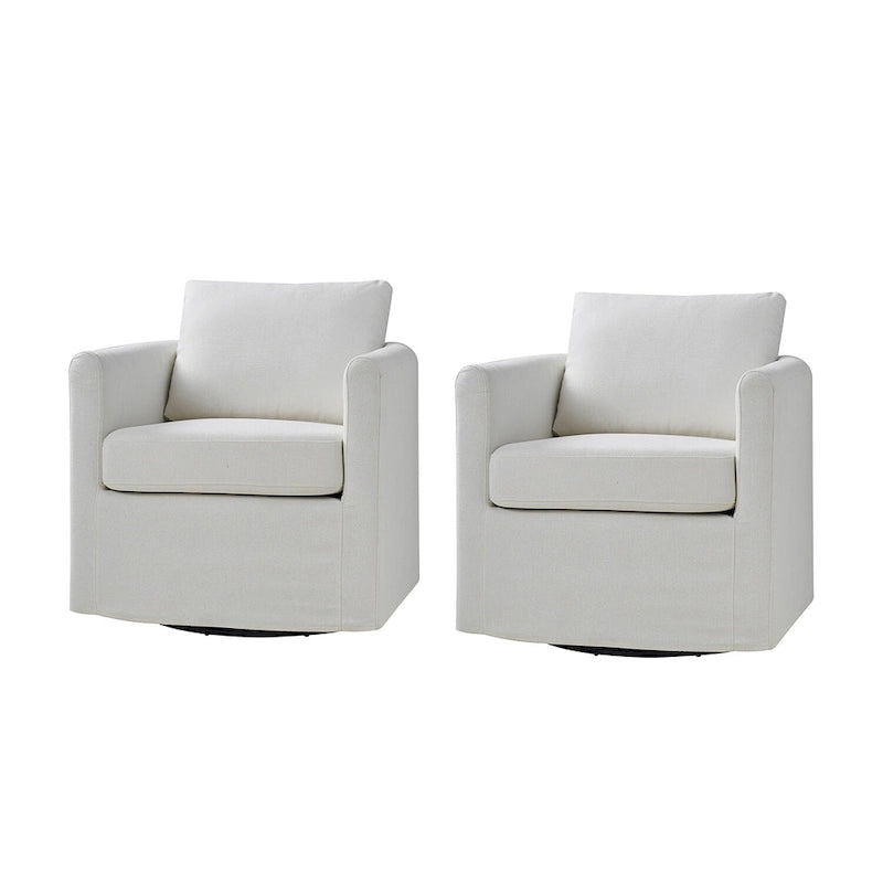 Modern 360-Degree Swivel Barrel Chair with Removable Slipcover, Set of 2