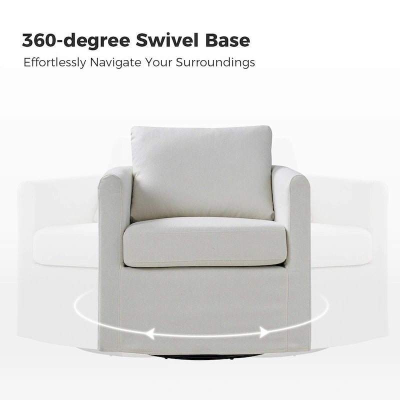 Modern 360-Degree Swivel Barrel Chair with Removable Slipcover, Set of 2