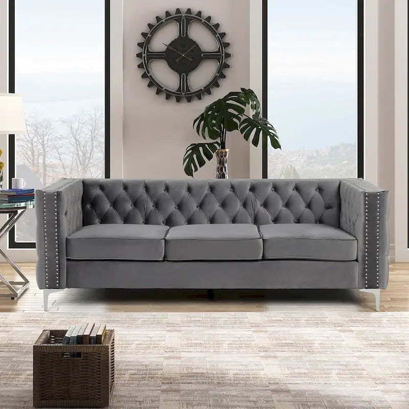 Modern Deep Velvet Sofa, 3-Seater