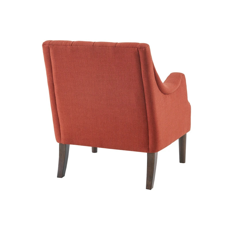 Button Tufted Accent Chair with Removable Seat Cushion and Solid Wood Legs