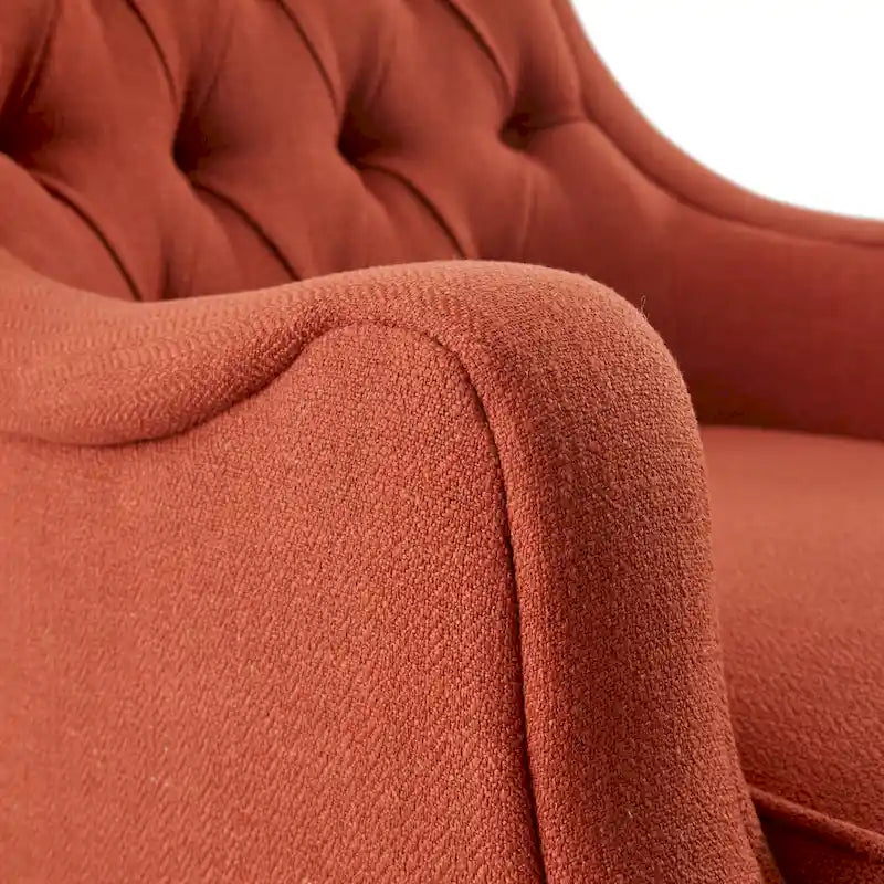 Button Tufted Accent Chair with Removable Seat Cushion and Solid Wood Legs