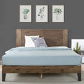 Brown Wood Platform Bed Frame with Headboard