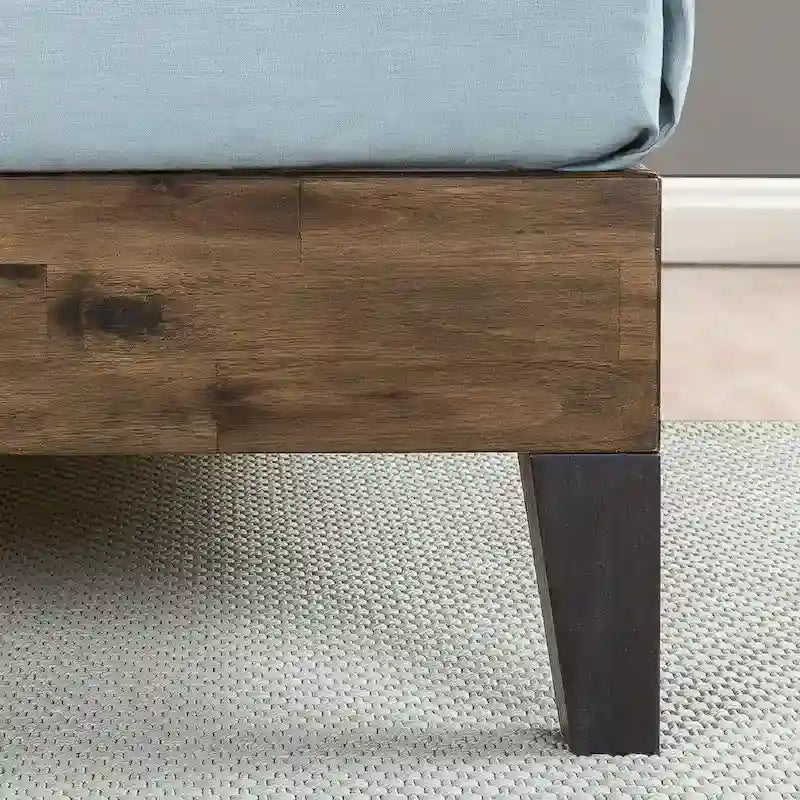 Brown Wood Platform Bed Frame with Headboard