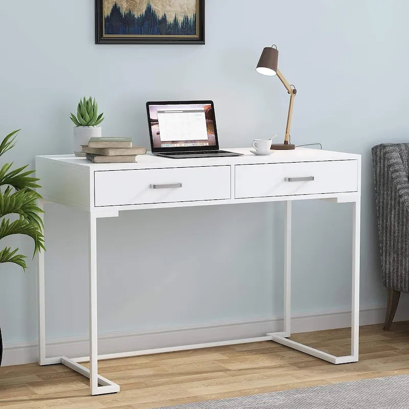 40 Inch Small Desk with Drawers for Home Office or Bedroom