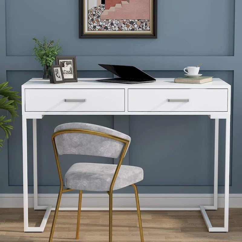 40 Inch Small Desk with Drawers for Home Office or Bedroom