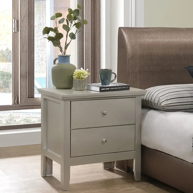 Transitional Style 2-Drawer Wood Nightstand