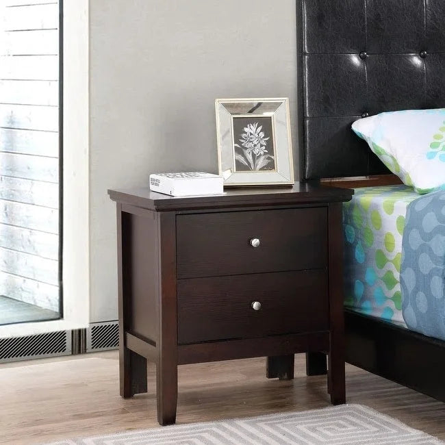 Transitional Style 2-Drawer Wood Nightstand
