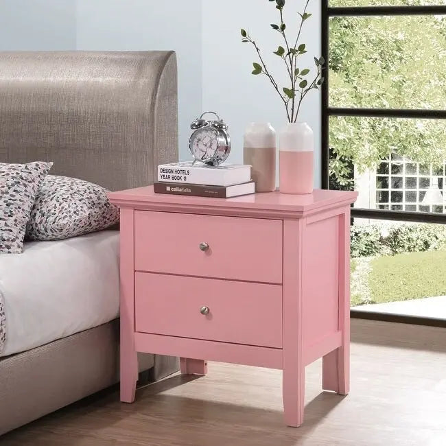 Transitional Style 2-Drawer Wood Nightstand