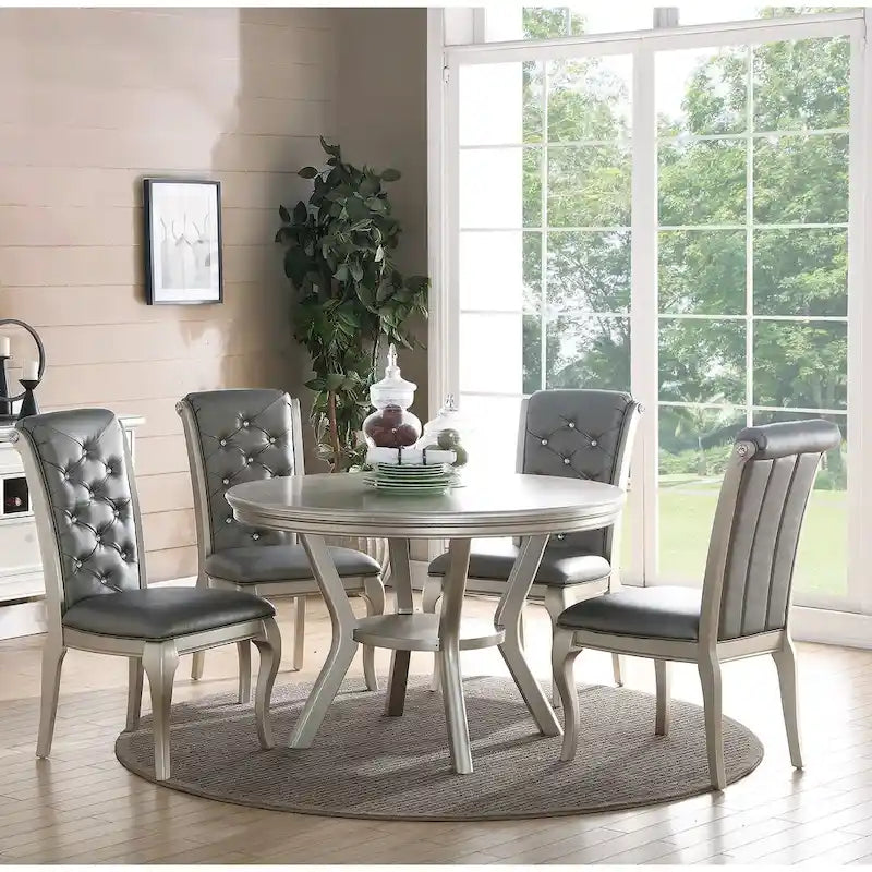 Dining Table with Antique Silver Finish