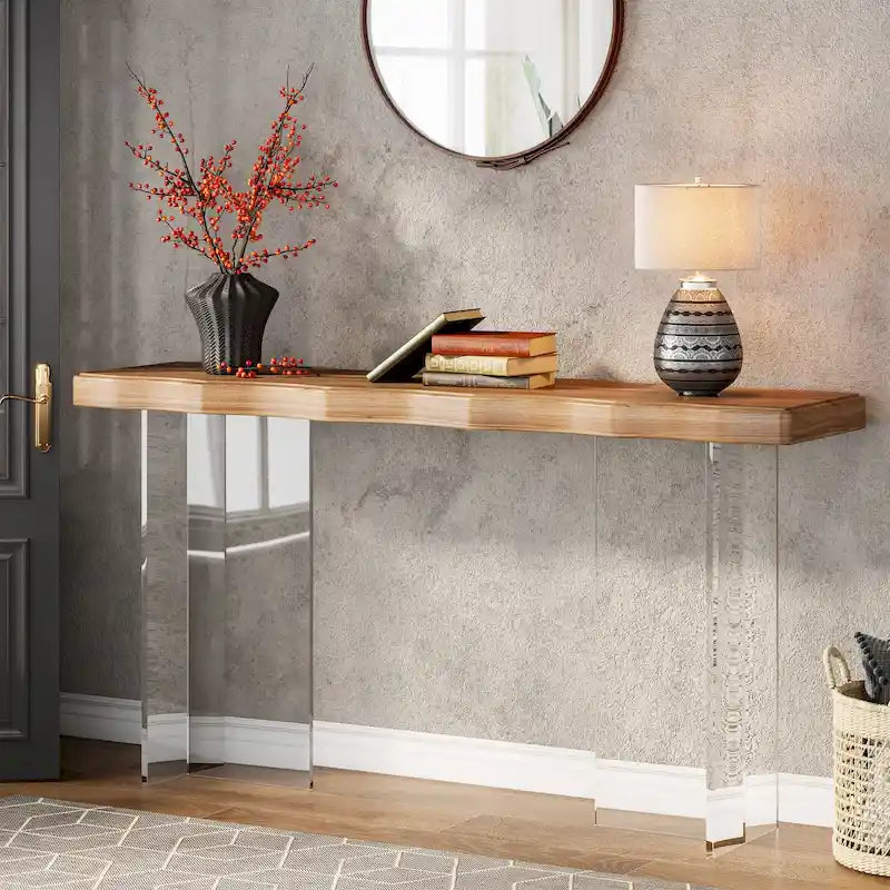 47 Inch Console Sofa Table with Acrylic Legs for Entryway or Hallway