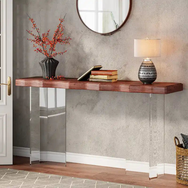 47 Inch Console Sofa Table with Acrylic Legs for Entryway or Hallway