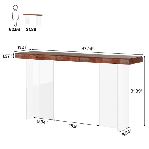 47 Inch Console Sofa Table with Acrylic Legs for Entryway or Hallway