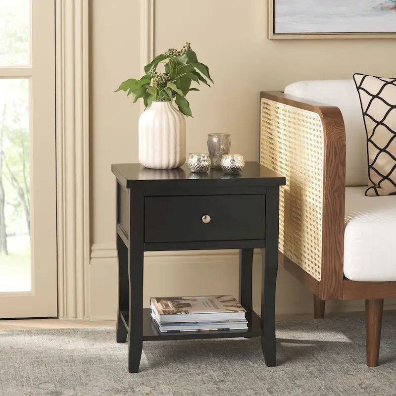 Nightstand with Storage Drawer, Fully Assembled, 18Wx15Dx22H