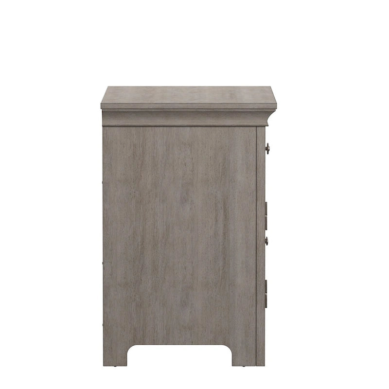 1-Drawer Wood Cupboard Nightstand with Charging Station