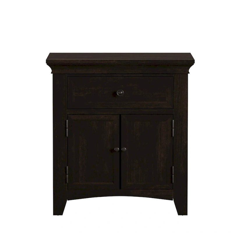 1-Drawer Wood Cupboard Nightstand with Charging Station