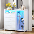 Bedroom Dresser with Clothing Rack, 4 Drawers and RGB LED Lights