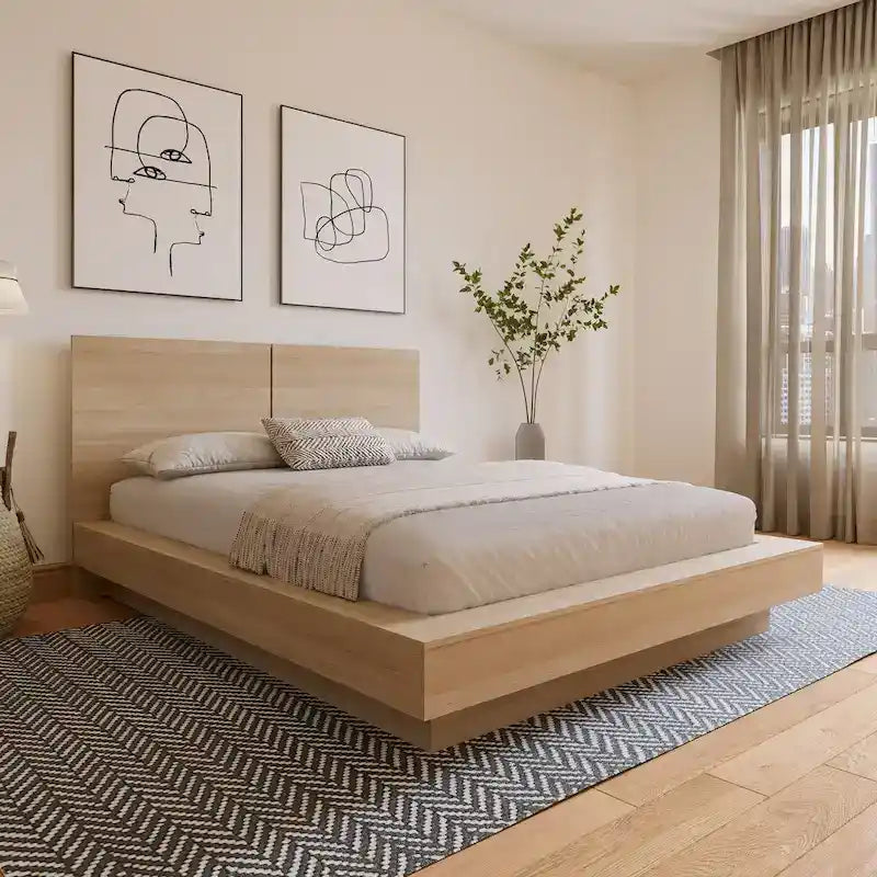 Platform Bed with Upholstered Headboard