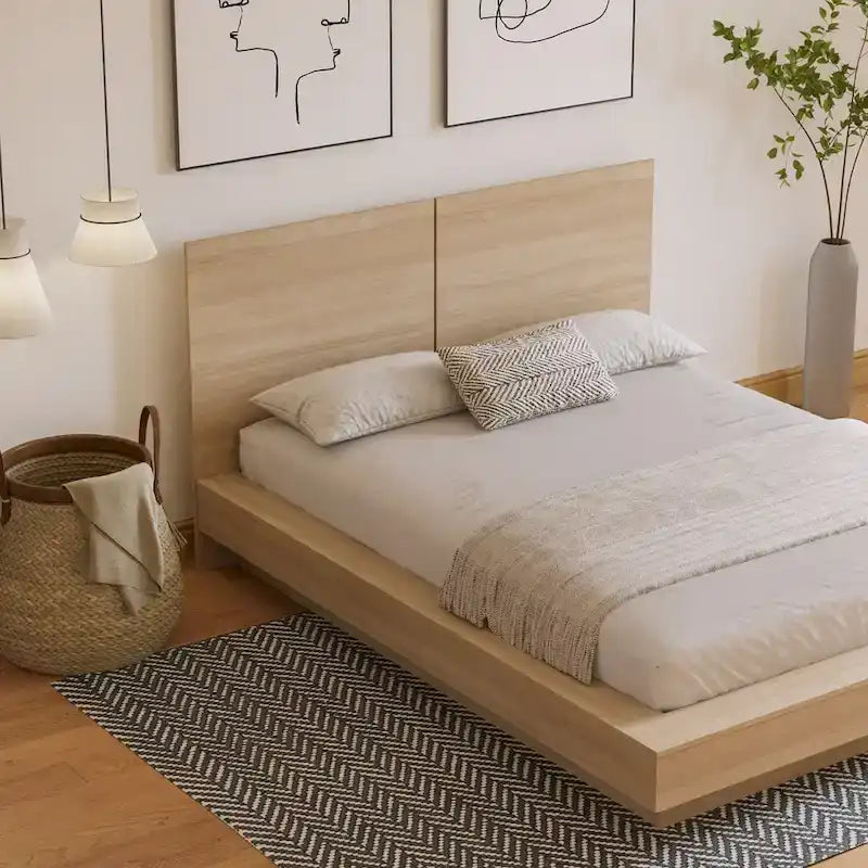 Platform Bed with Upholstered Headboard