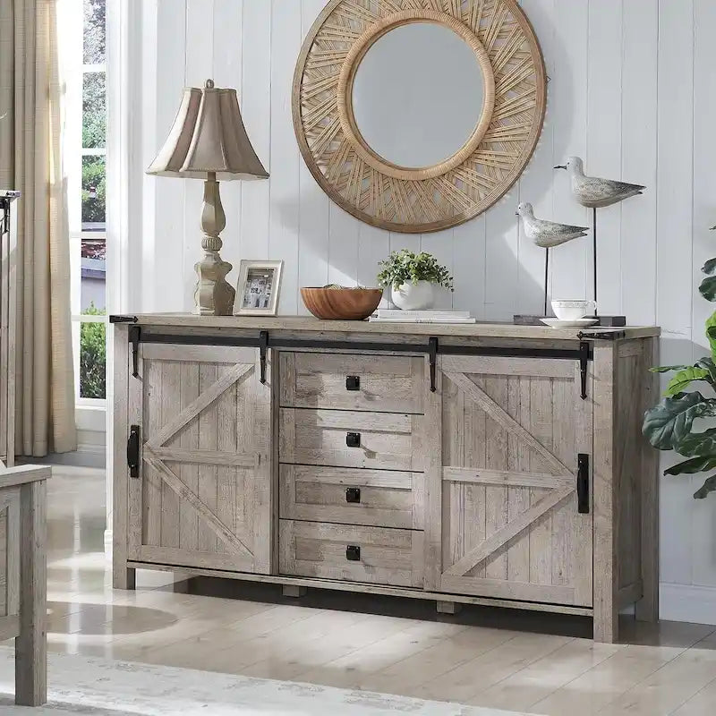 Farmhouse Dresser and Chest of Drawers, Dresser TV Stand with Storage