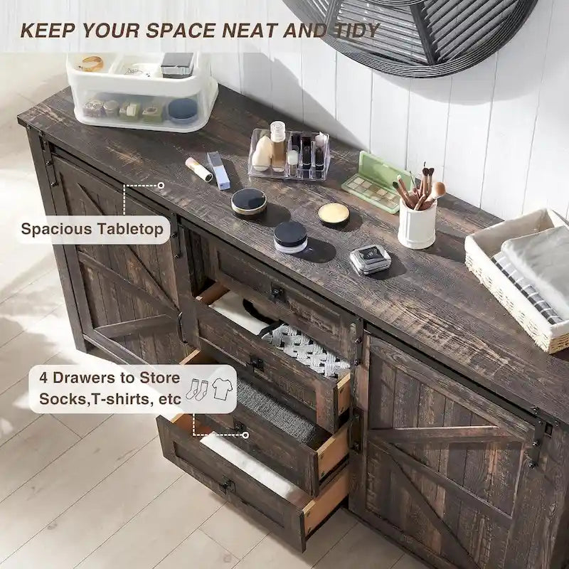 Farmhouse Dresser and Chest of Drawers, Dresser TV Stand with Storage