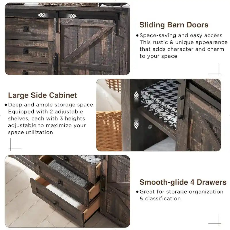 Farmhouse Dresser and Chest of Drawers, Dresser TV Stand with Storage