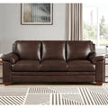 Top Grain Leather Sofa Couch with Pocketed Coils and Solid Wood Frame