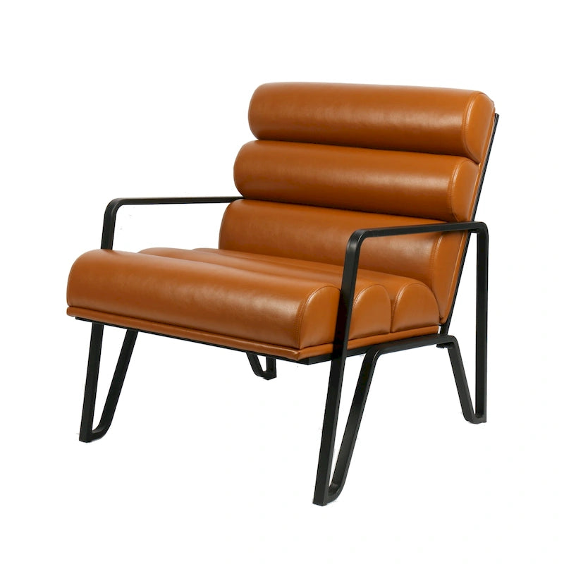 Modern Comfy PU Leather Accent Chair with Metal Frame, 26.75 Inch Wide