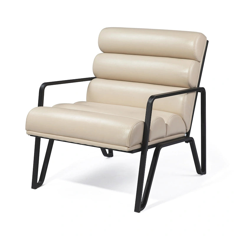Modern Comfy PU Leather Accent Chair with Metal Frame, 26.75 Inch Wide