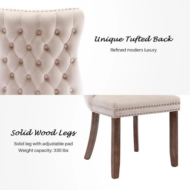Velvet Upholstered Wingback Dining Chairs, Set of 2