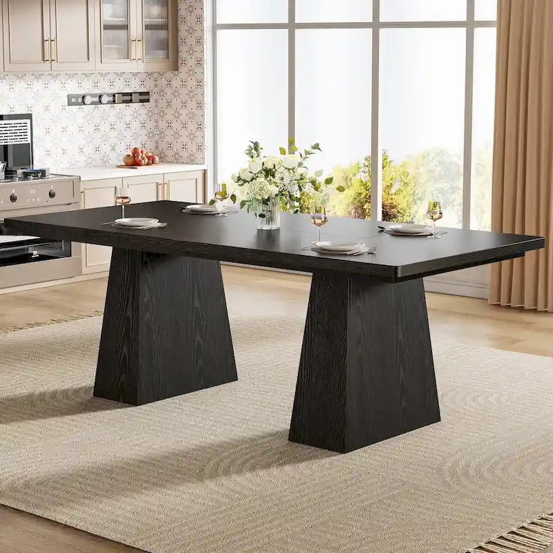63 Inch Farmhouse Wood Dining Table for 4 to 6 People